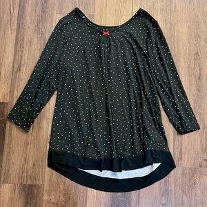 Ellen Tracy Women’s 3/4 Sleeve Black White Polka Dot Pajama Shirt Plus Size 1X